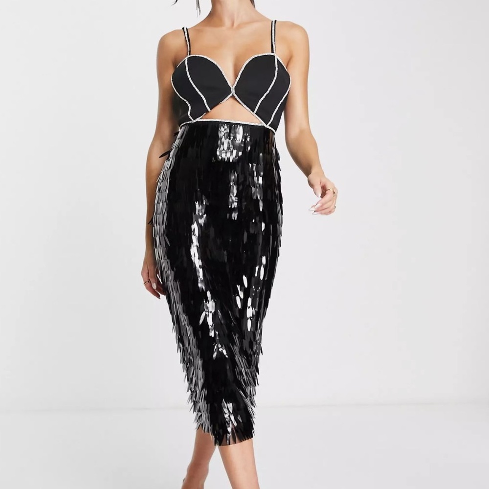ASOS Diamond Sequin Midi Dress